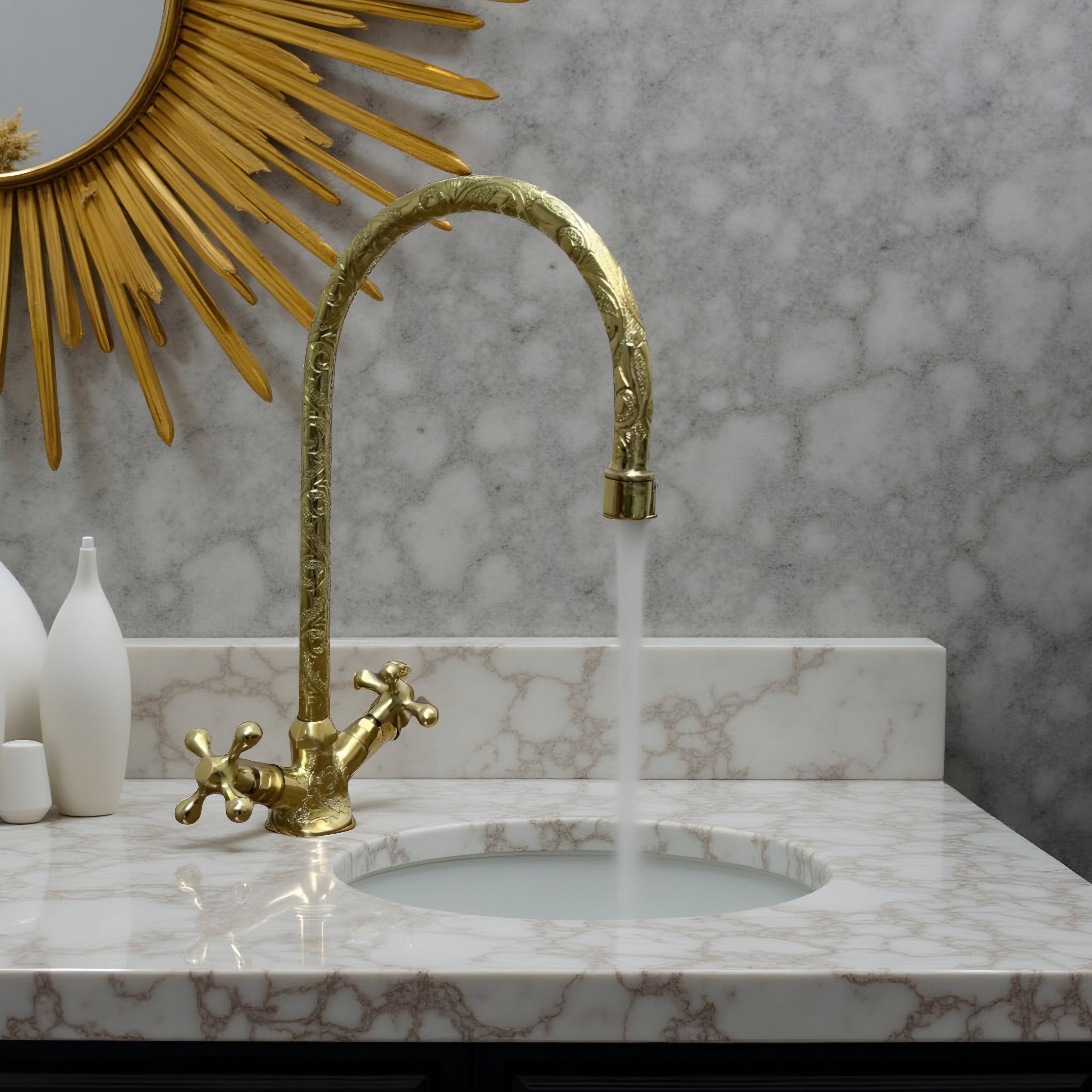Handmade Artisan Copper Faucet – Luxury Moroccan Solid Copper Bathroom Sink Mixer | Vintage & Modern Water Tap