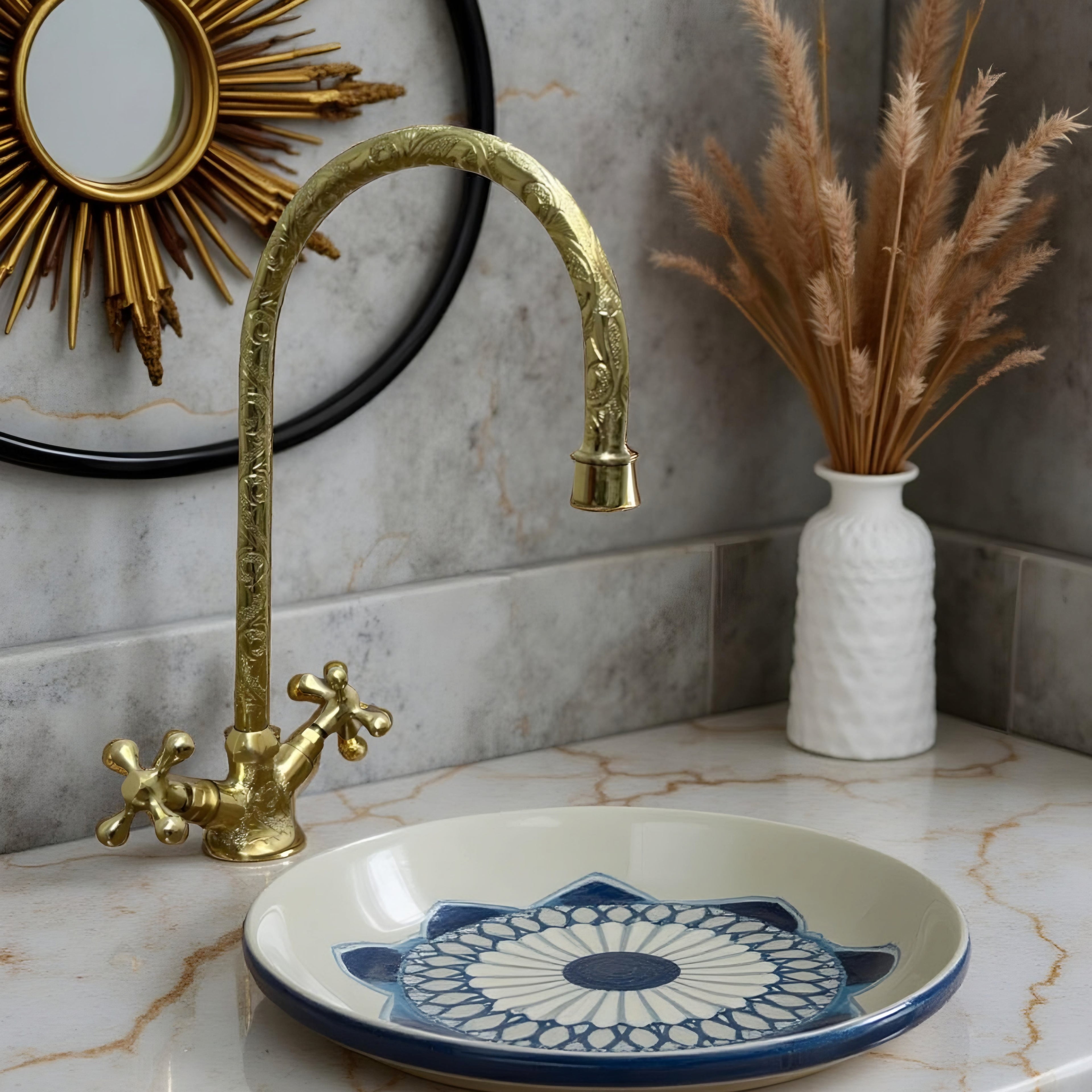 Handmade Artisan Copper Faucet – Luxury Moroccan Solid Copper Bathroom Sink Mixer | Vintage & Modern Water Tap