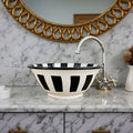 Handcrafted Moroccan Ceramic Vessel Sink – Black & White Striped Bathroom Basin