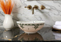 Handcrafted Moroccan Ceramic Vessel Sink – Black & White Berber Amazigh Bathroom Basin | Artisan Tribal Wash Bowl